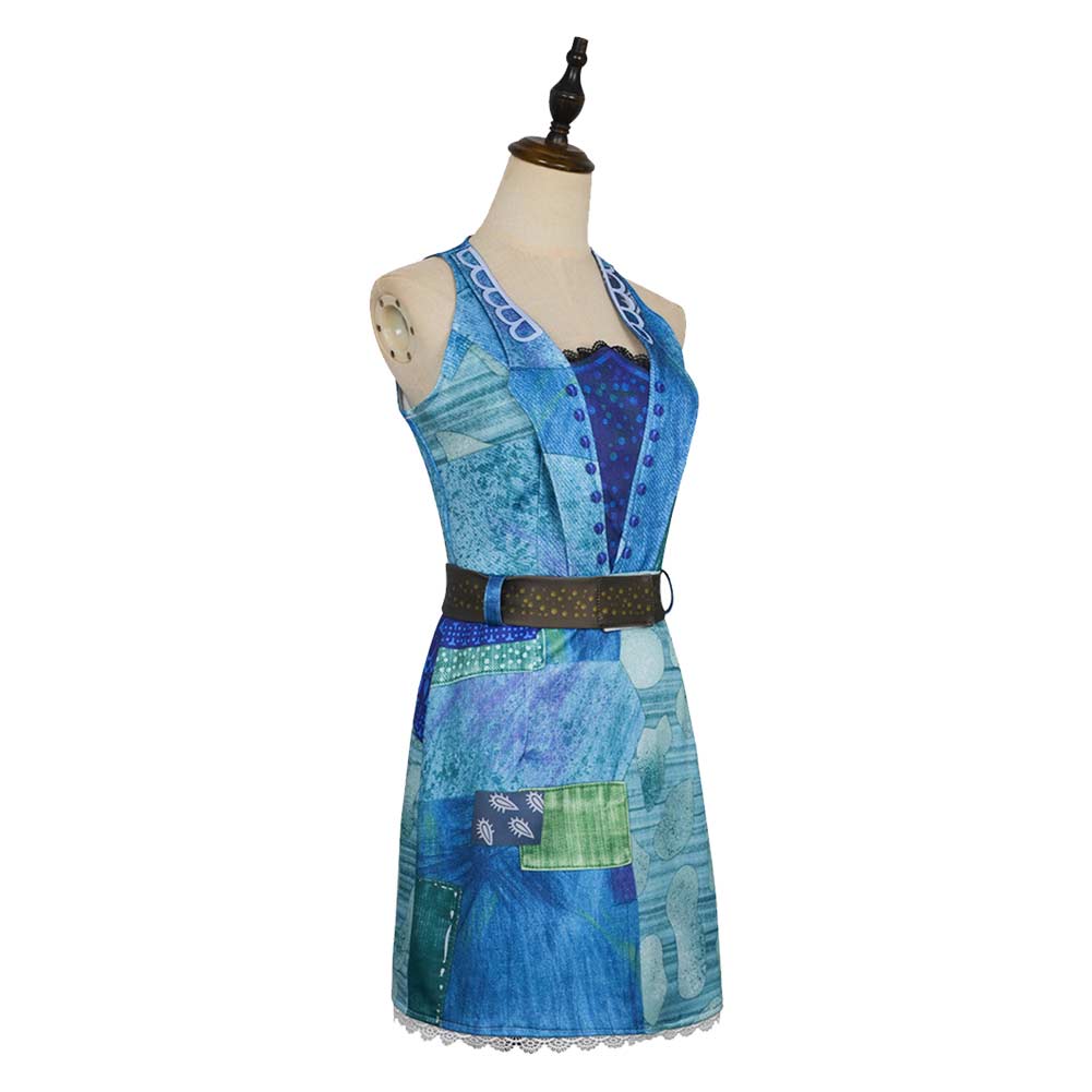 The Twits Mrs Twit Women Blue Sleeveless Dress Halloween Carnival Party Cosplay Costume