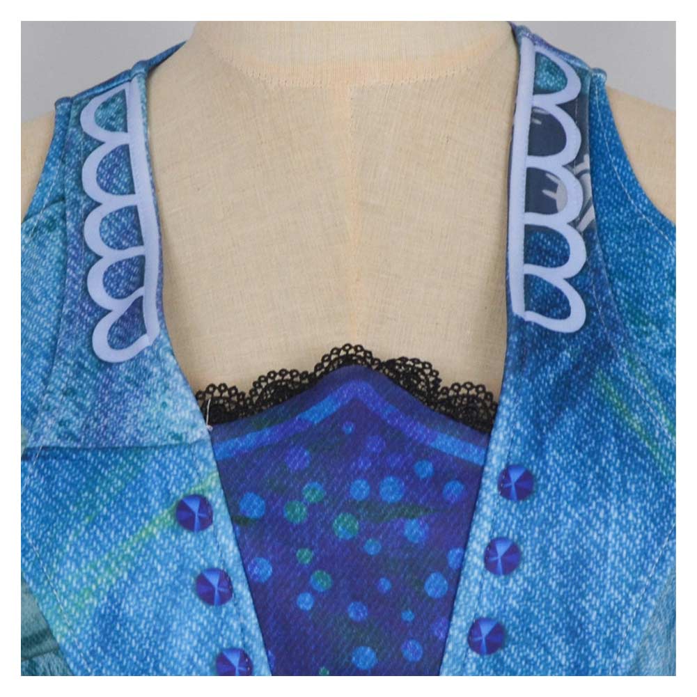 The Twits Mrs Twit Women Blue Sleeveless Dress Halloween Carnival Party Cosplay Costume