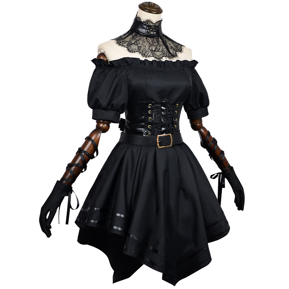 Grok Ani Virtue Girlfriend Woman Goth Dress Set Outfits Halloween Carnival Party Cosplay Costume