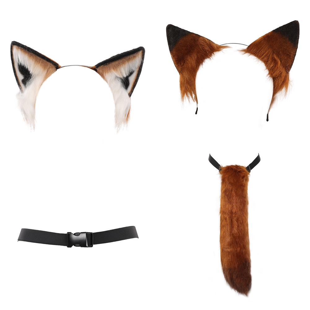  Nick Fox Ears Headband And Tail Accessories Halloween Carnival Cosplay Costume