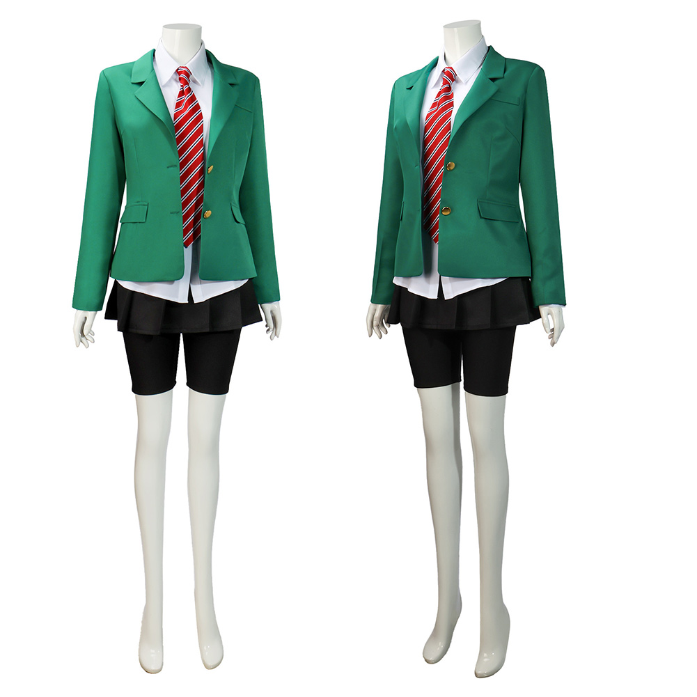 Tomo-chan Is a Girl!  Tomo Aizawa Women Green School Uniform Suit Outfits Halloween Carnival Cosplay