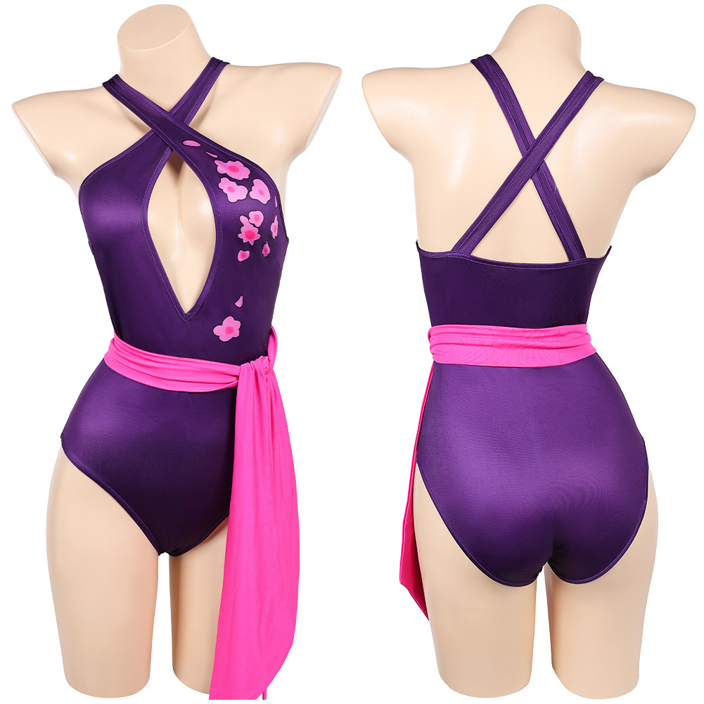 Rivals Psylocke Purple Sakura 1Pcs Swimsuits Outfits Halloween Carnival Cosplay Costume
