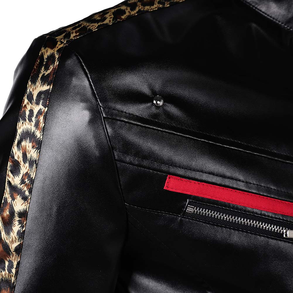 Final Fantasy VII Remake Leslie Kyle Leather Jacket Halloween Carnival Party Cosplay Costume