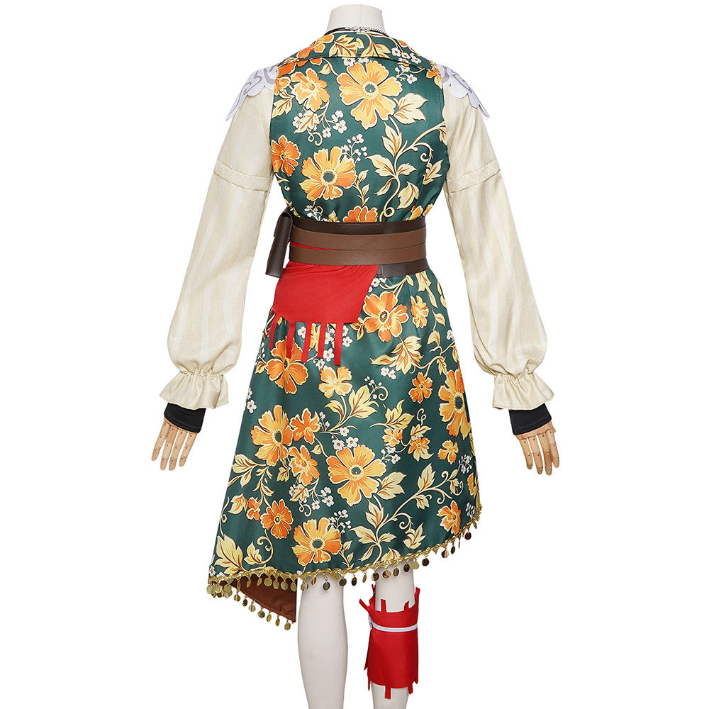 Sea of Remnants R.S Women Green Printed Pirate Costume Outfits Halloween Carnival Cosplay Costume