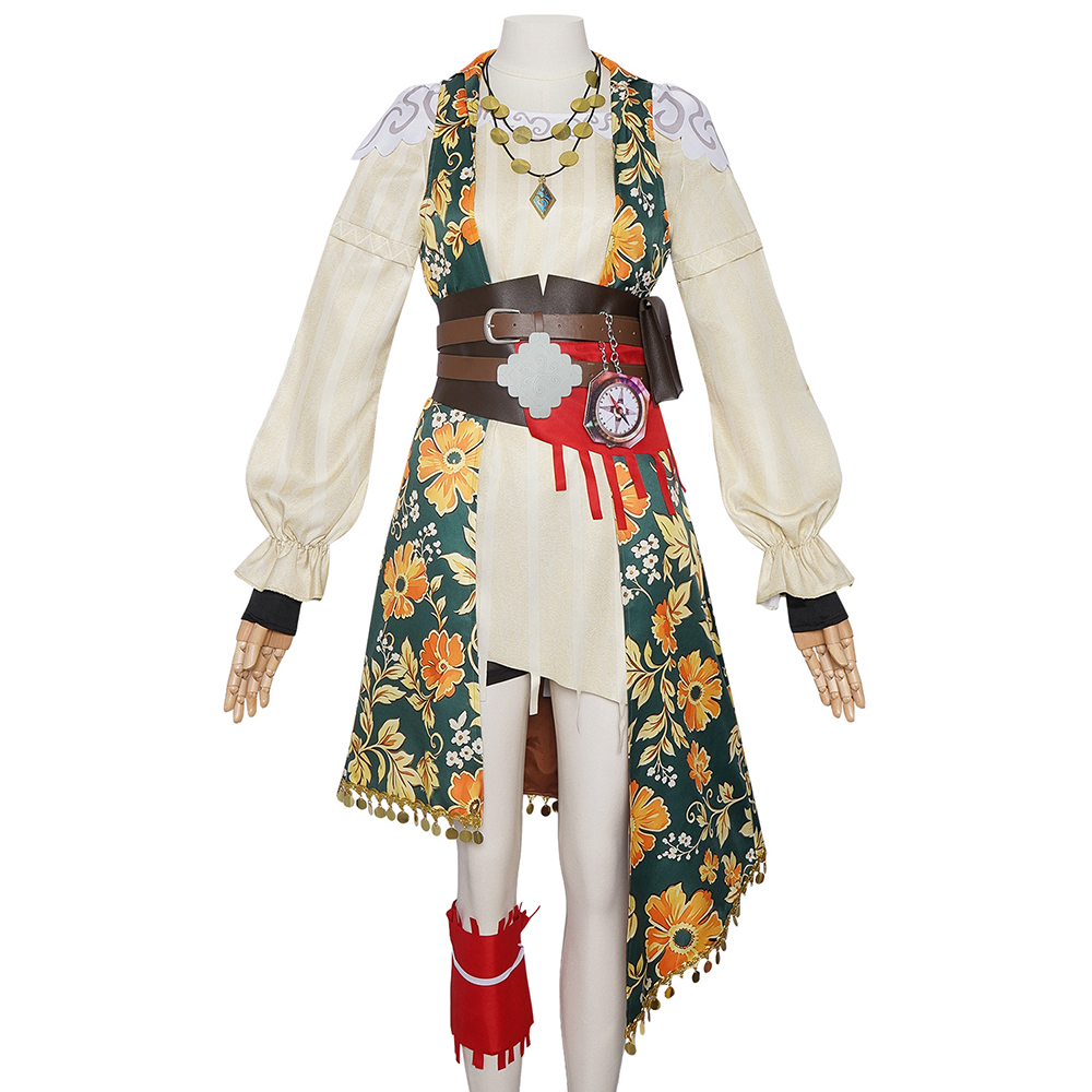 Sea of Remnants R.S Women Green Printed Pirate Costume Outfits Halloween Carnival Cosplay Costume