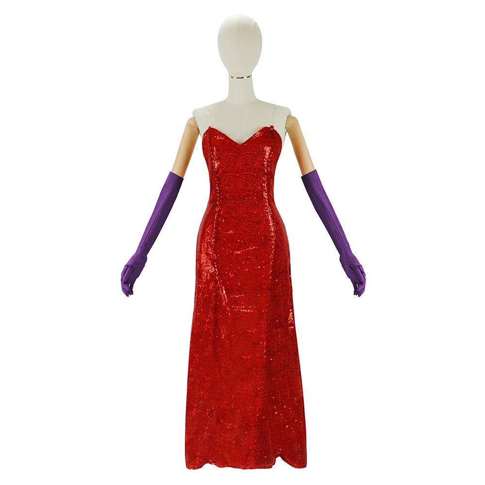 Who Framed Roger Rabbit Jessica Rabbit Woman Red Gown Outfits Halloween Carnival Cosplay Costume