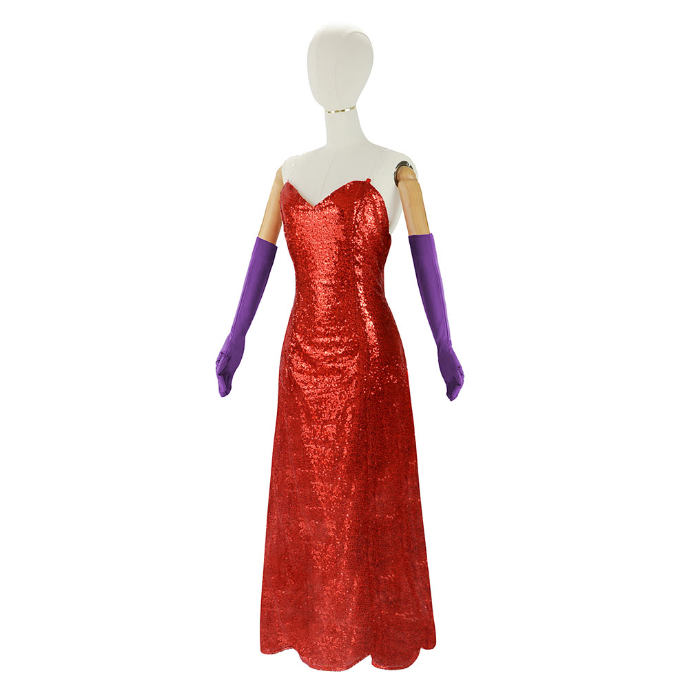 Who Framed Roger Rabbit Jessica Rabbit Woman Red Gown Outfits Halloween Carnival Cosplay Costume