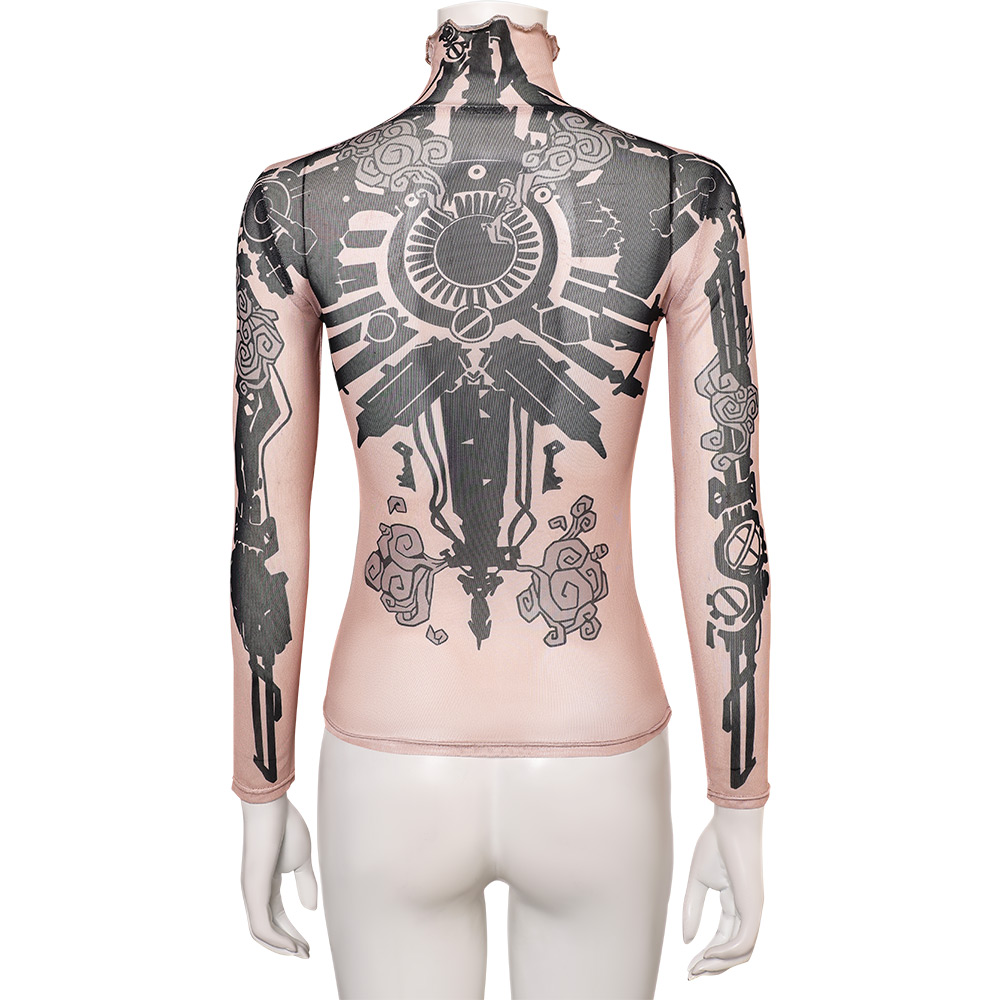 Arcane: League of Legends Vi Top Tattoo Printed Skin Tone Outfits Halloween Carnival Cosplay Costume