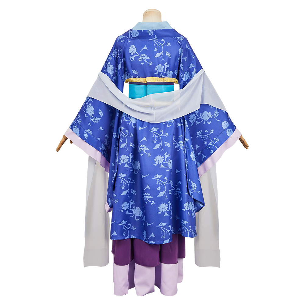The Apothecary Diaries Lady Lihua Blue Printed Hanfu Outfit Halloween Carnival Party Cosplay Costume