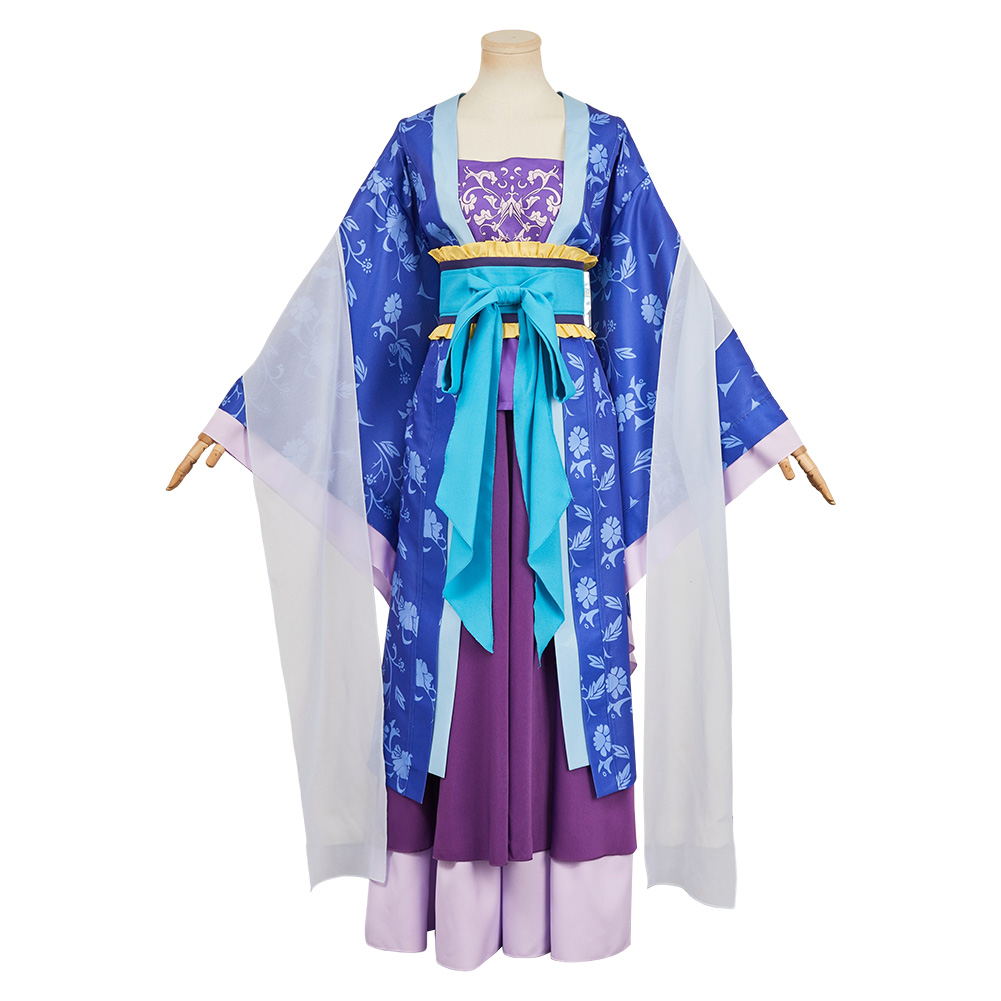 The Apothecary Diaries Lady Lihua Blue Printed Hanfu Outfit Halloween Carnival Party Cosplay Costume