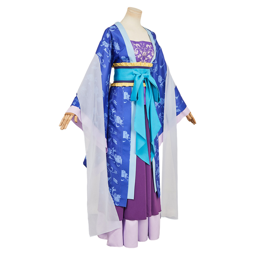 The Apothecary Diaries Lady Lihua Blue Printed Hanfu Outfit Halloween Carnival Party Cosplay Costume