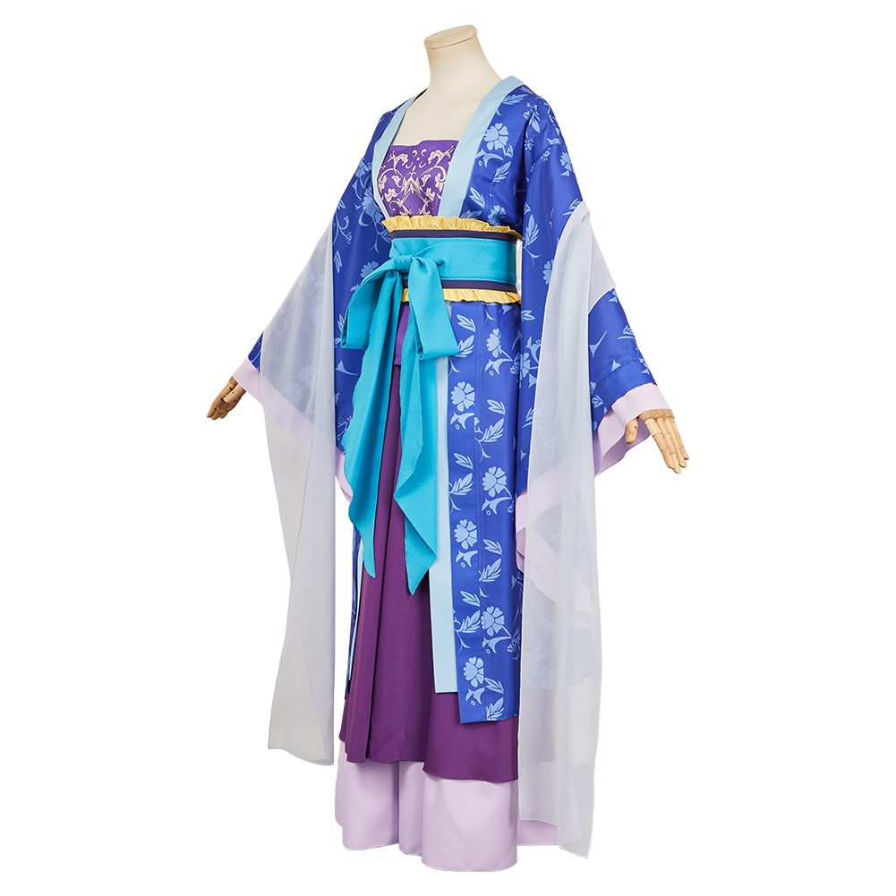 The Apothecary Diaries Lady Lihua Blue Printed Hanfu Outfit Halloween Carnival Party Cosplay Costume