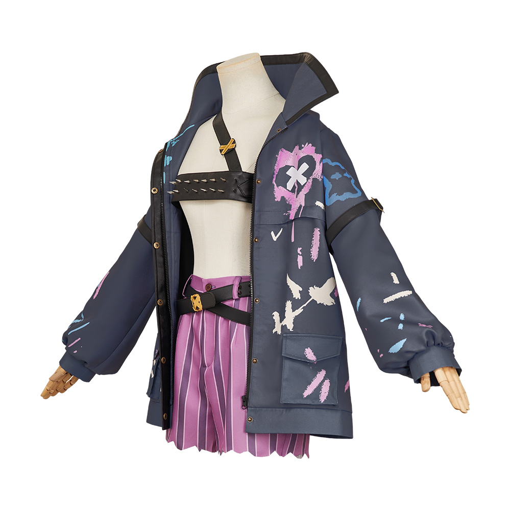 Arcane: League of Legends Jinx Black Coat Outfits Halloween Carnival Cosplay Costume
