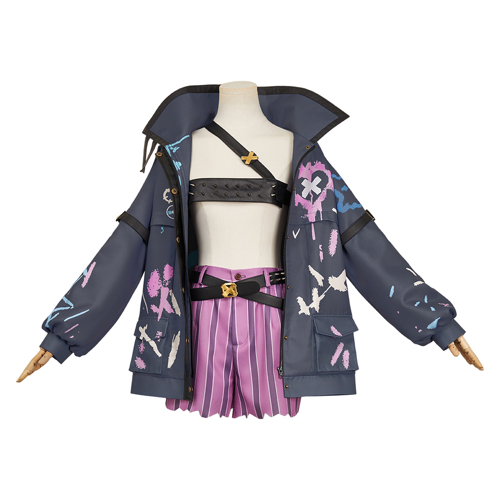 Arcane: League of Legends Jinx Black Coat Outfits Halloween Carnival Cosplay Costume
