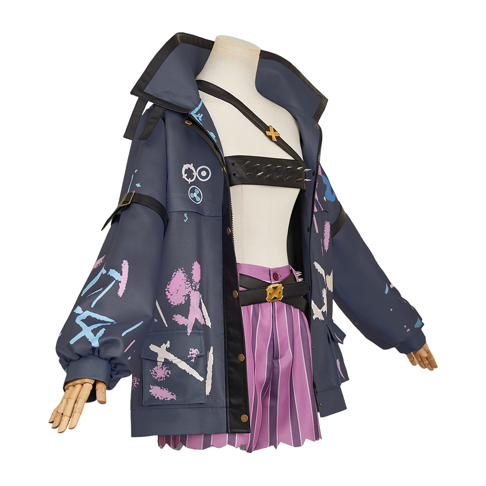 Arcane: League of Legends Jinx Black Coat Outfits Halloween Carnival Cosplay Costume