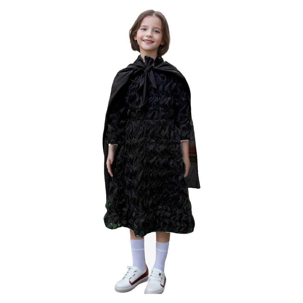 Wicked (2024) Elphaba Kids Children Black Dress Cape Hat Outfits Halloween Carnival Cosplay Costume