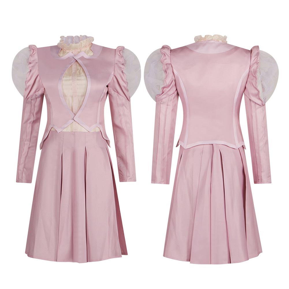 Wicked (2024) Glinda Pink Bubble Sleeve Dress Outfits Halloween Carnival Cosplay Costume