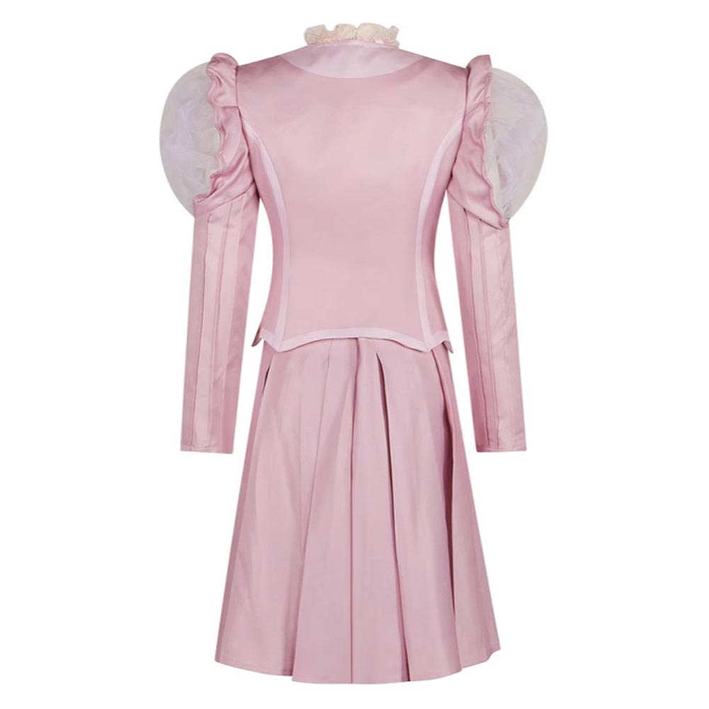 Wicked (2024) Glinda Pink Bubble Sleeve Dress Outfits Halloween Carnival Cosplay Costume