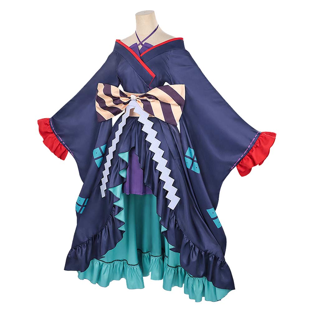 Cosmic Princess Kaguya Tsukimi Yachiyo Women Blue Kimono Outfits Halloween Carnival Cosplay Costume