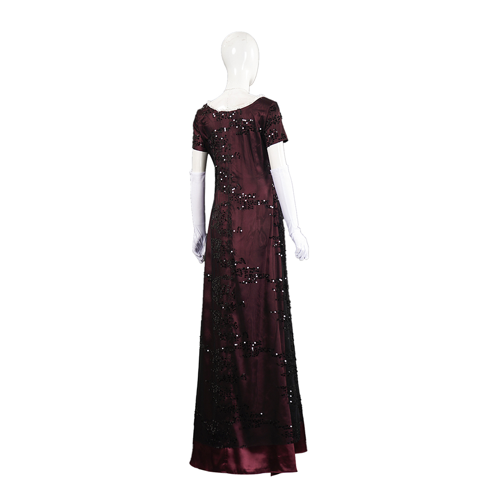 Titanic Rose Women Crimson Gown Halloween Carnival Party Cosplay Costume