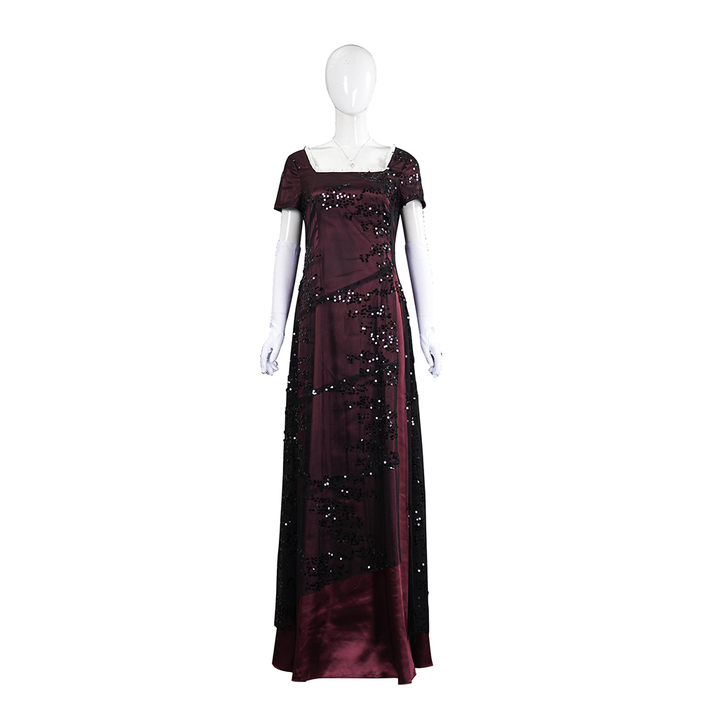 Titanic Rose Women Crimson Gown Halloween Carnival Party Cosplay Costume
