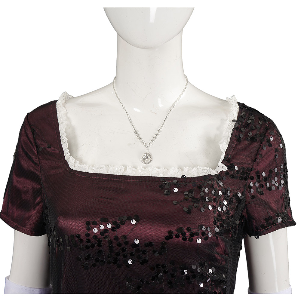 Titanic Rose Women Crimson Gown Halloween Carnival Party Cosplay Costume