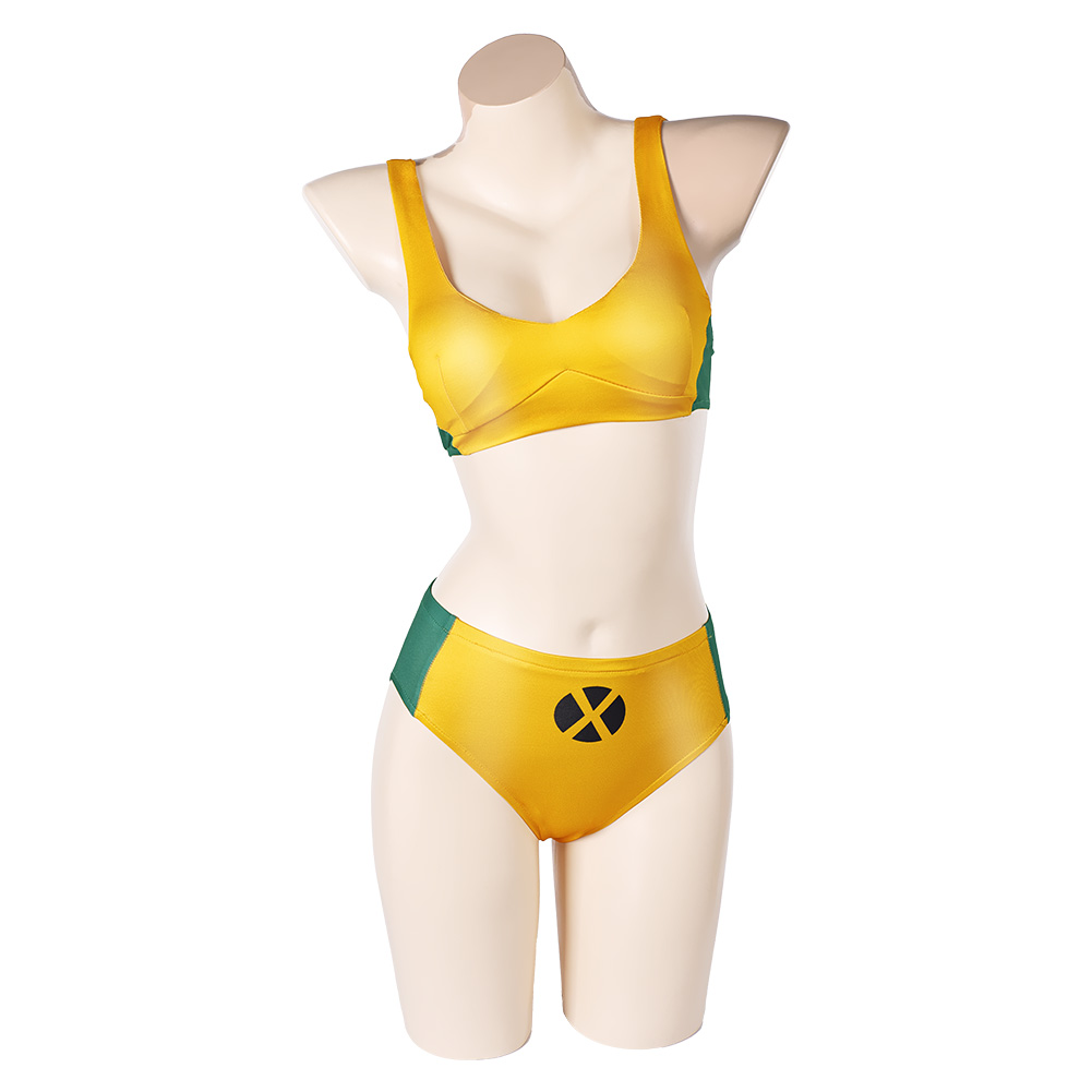 Ultra X-Men Rogue Women Yellow 2Pcs Swimsuit Outfits Halloween Carnival Cosplay Costume