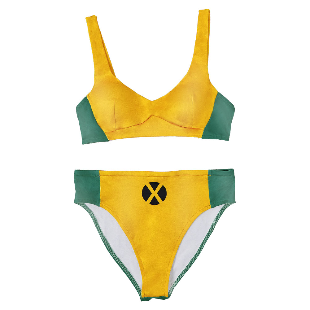 Ultra X-Men Rogue Women Yellow 2Pcs Swimsuit Outfits Halloween Carnival Cosplay Costume
