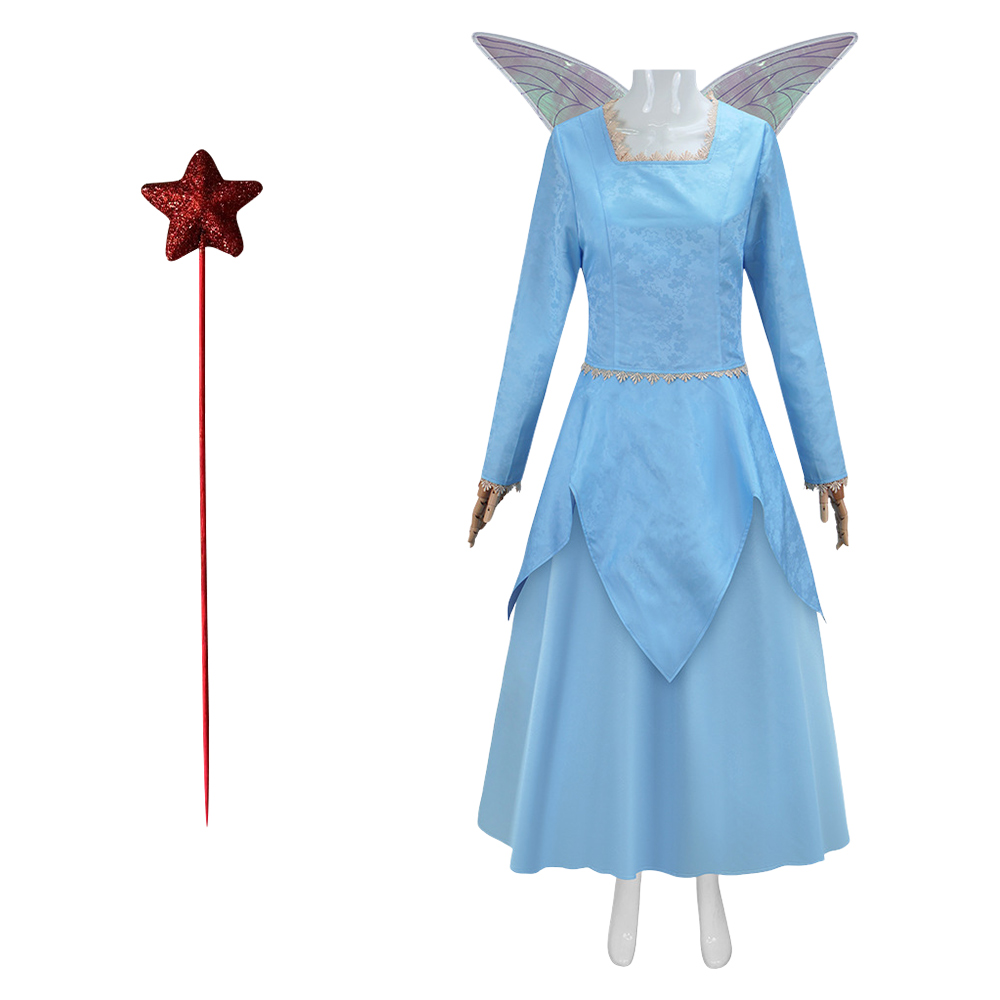 Shrek 2 Fairy Godmother Blue Dress with Wings Set Outfits Halloween Carnival Party Cosplay Costume