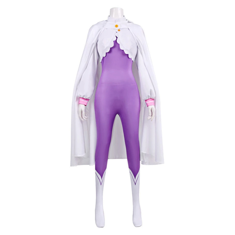 Emilia Women Purple Jumpsuit With Cloak Outfits Halloween Carnival Cosplay Costume