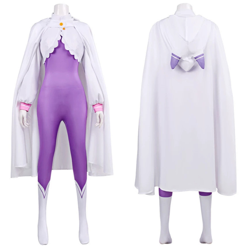 Emilia Women Purple Jumpsuit With Cloak Outfits Halloween Carnival Cosplay Costume