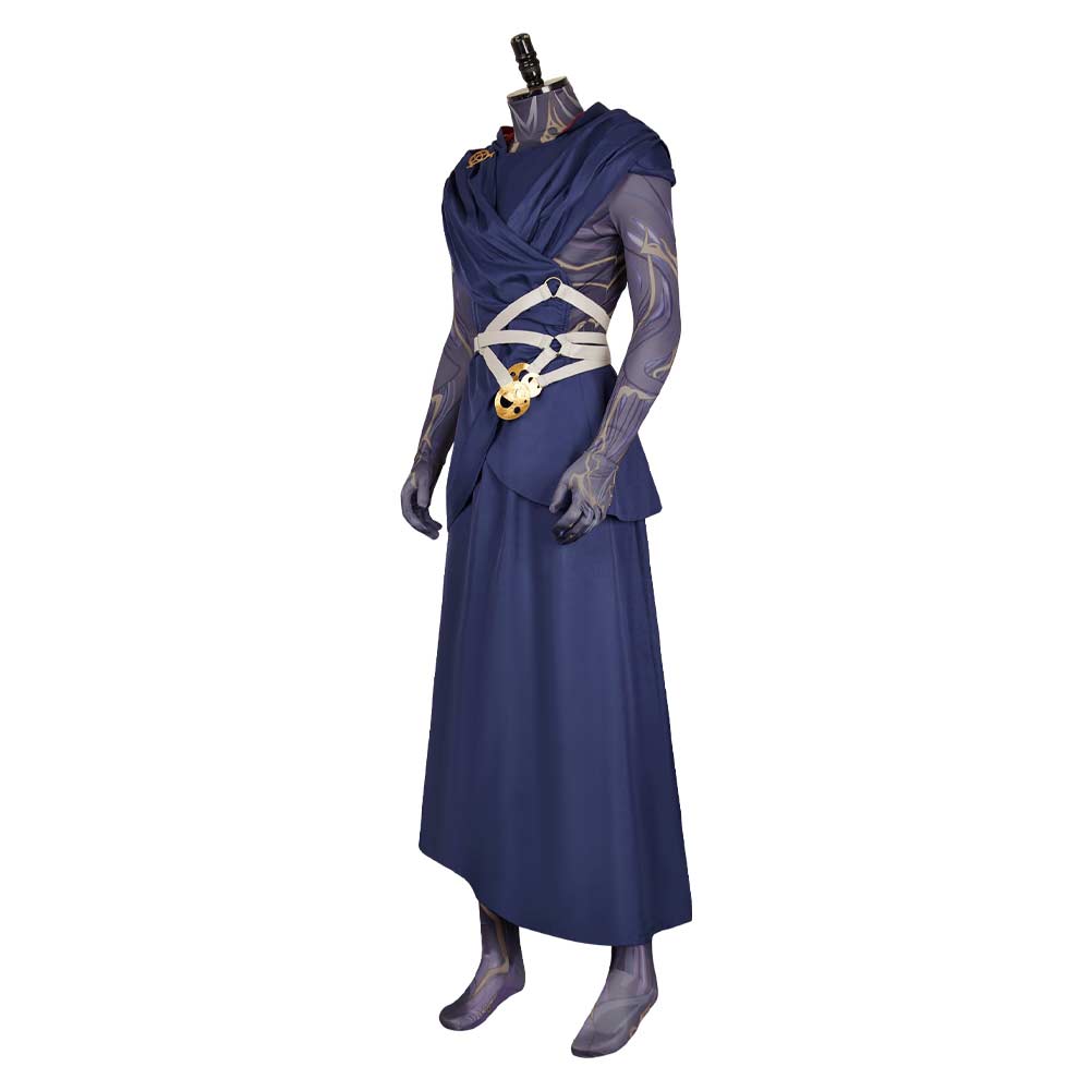 Arcane: League of Legends Viktor Printed Jumpsuit Blue Robe Outfits Halloween Cosplay Costume