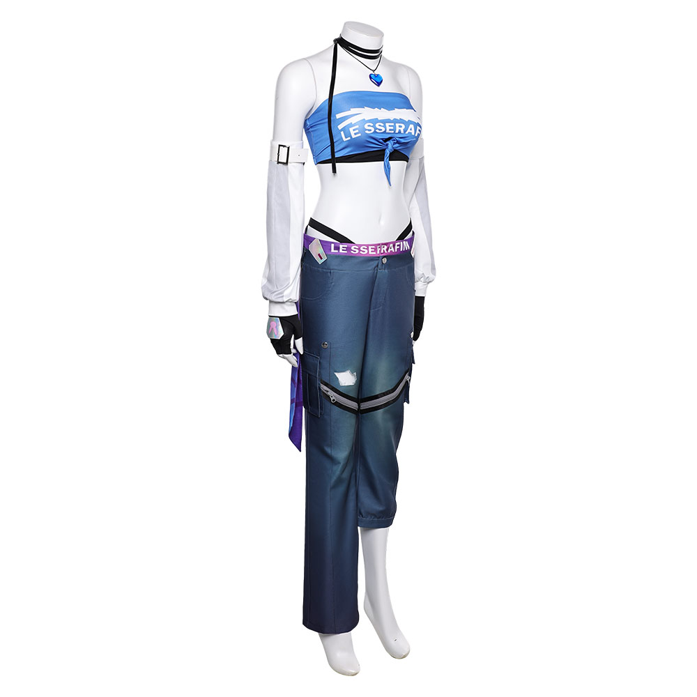 Overwatch D.VA Fearless Women Blue Top Pants Outfits Halloween Carnival Cosplay Costume