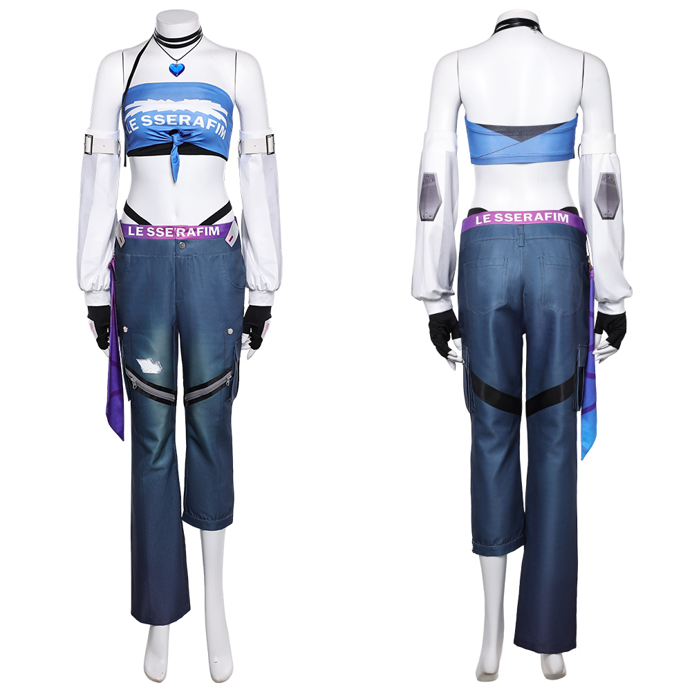 Overwatch D.VA Fearless Women Blue Top Pants Outfits Halloween Carnival Cosplay Costume