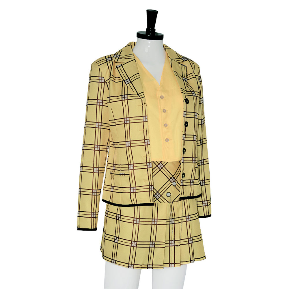 Clueless Cher Horowitz Yellow Uniform Suit Outfits Halloween Carnival Cosplay Costume