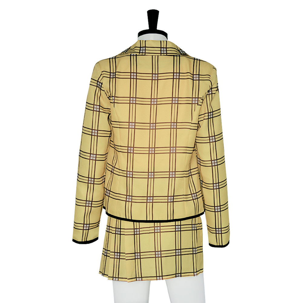 Clueless Cher Horowitz Yellow Uniform Suit Outfits Halloween Carnival Cosplay Costume