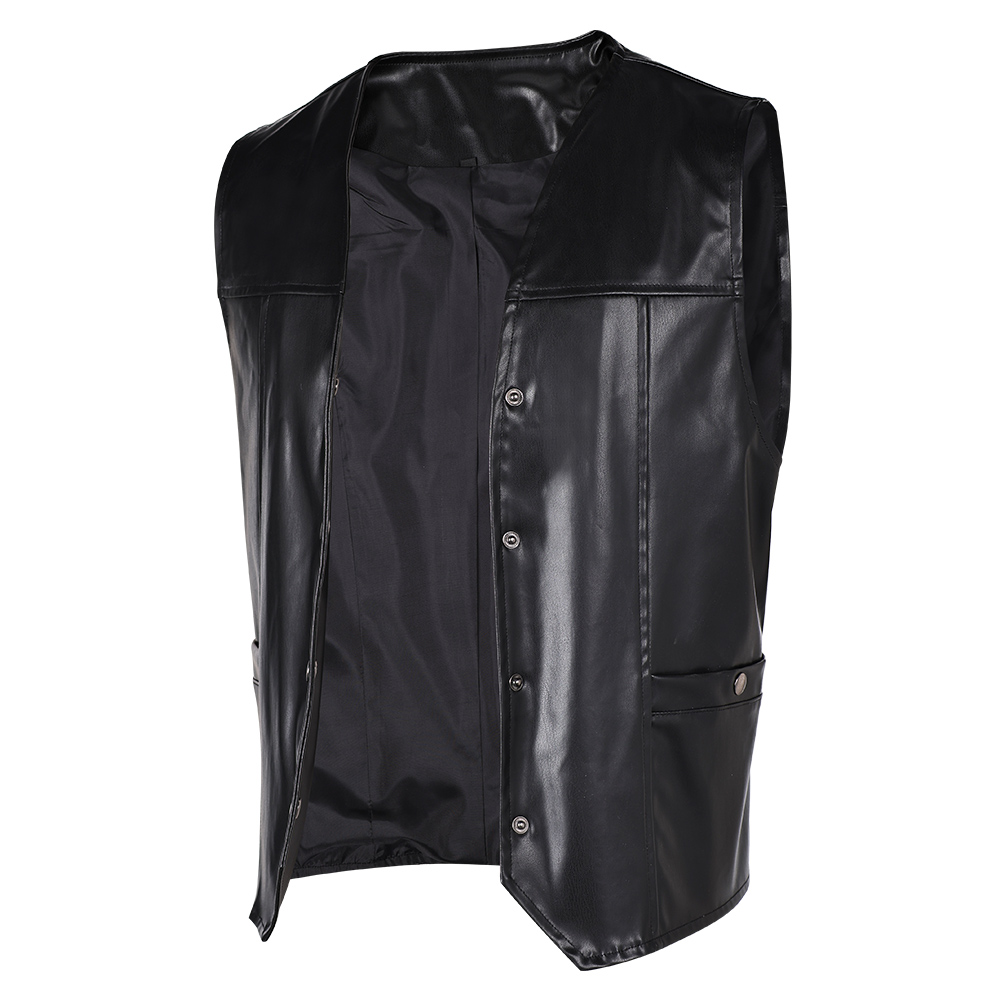 The Walking Dead: Daryl Dixon Daryl Dixon Black Leather Vest Outfits Halloween Cosplay Costume