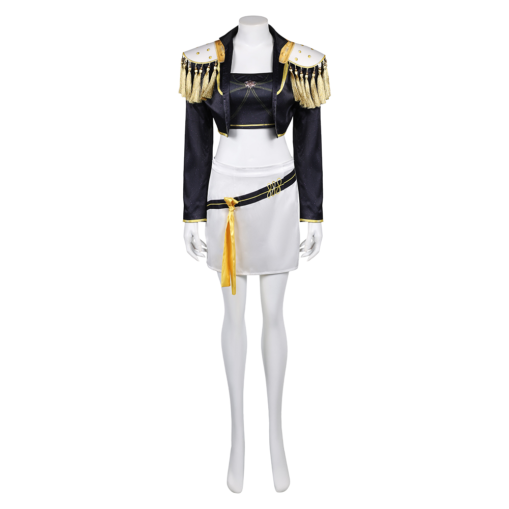 Kpop Demon Hunters Mira Golden Black Uniform Top Skirt Set Halloween Carnival Party Cosplay Costume