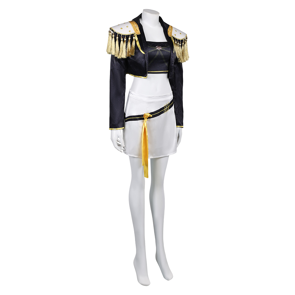 Kpop Demon Hunters Mira Golden Black Uniform Top Skirt Set Halloween Carnival Party Cosplay Costume