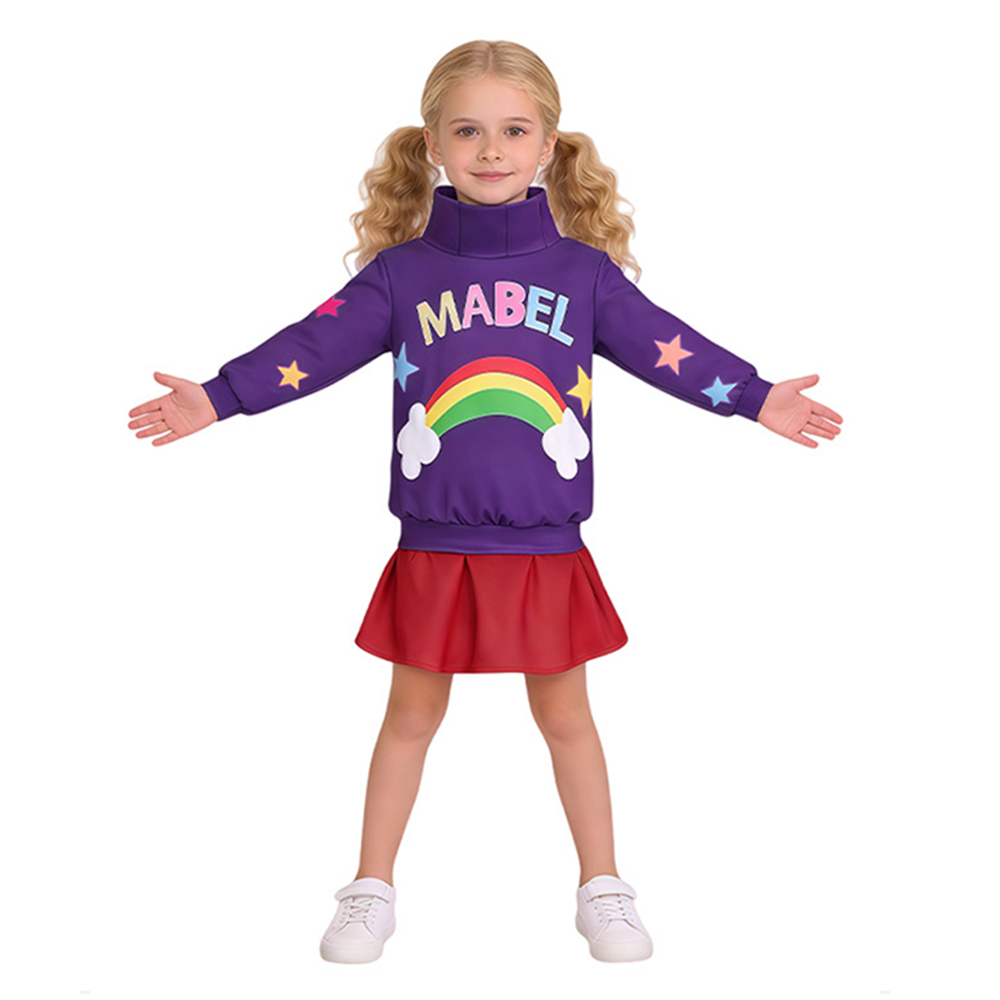 Gravity Falls Mabel Kids Children Purple Outfit Halloween Carnival Cosplay Costume