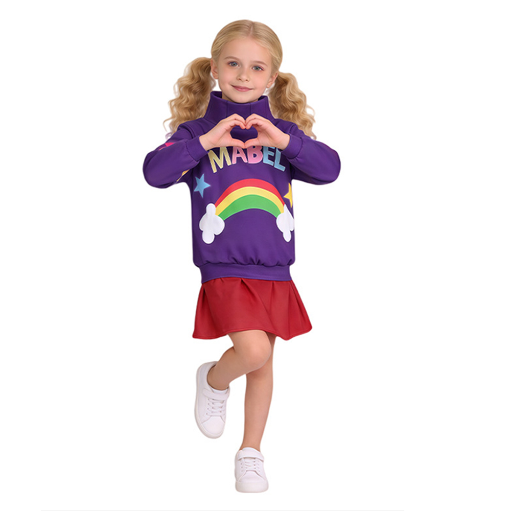 Gravity Falls Mabel Kids Children Purple Outfit Halloween Carnival Cosplay Costume