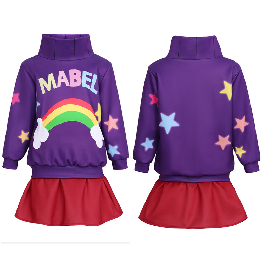 Gravity Falls Mabel Kids Children Purple Outfit Halloween Carnival Cosplay Costume