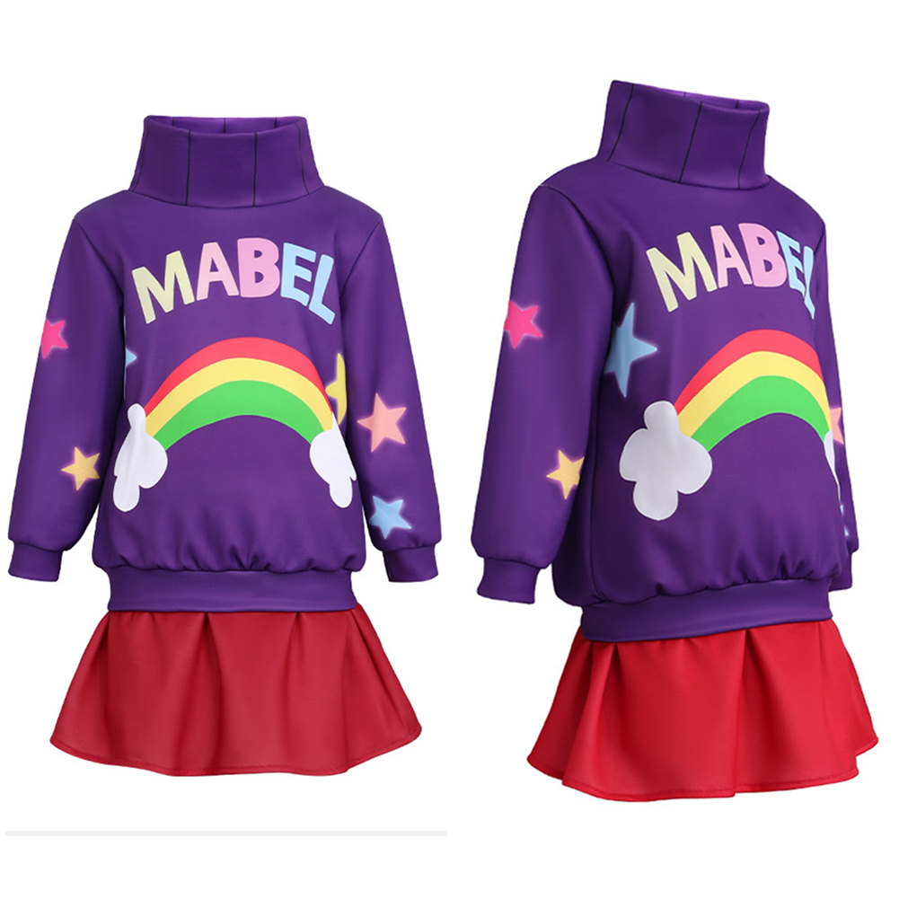 Gravity Falls Mabel Kids Children Purple Outfit Halloween Carnival Cosplay Costume