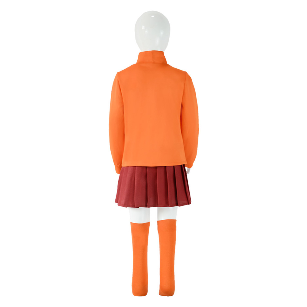 Scooby-Doo Velma Kids Children Orange Skirt Outfits Halloween Carnival Cosplay Costume