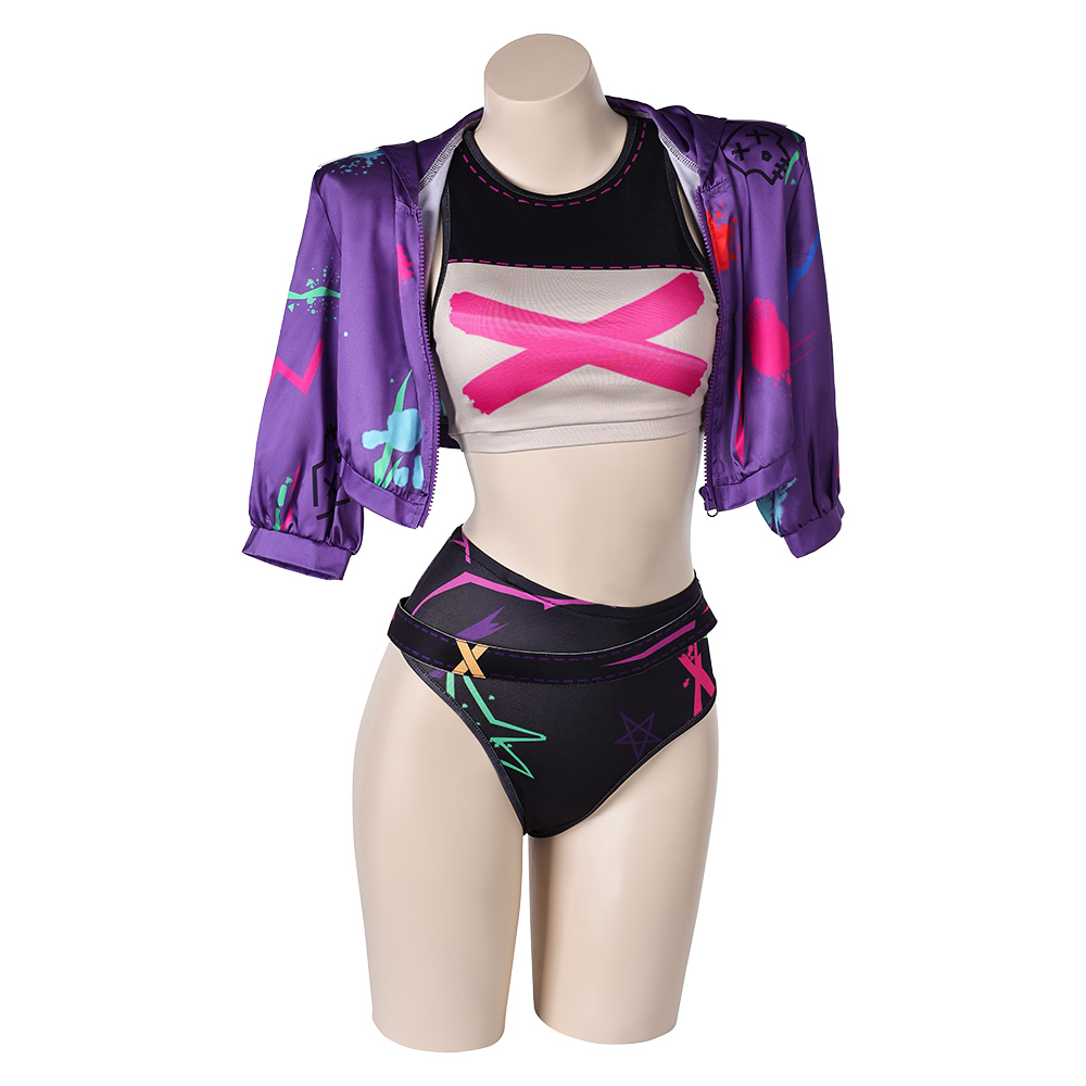 Arcane: League of Legends Season 2 Jinx 2Pcs Swimsuit Outfits Halloween Carnival Cosplay Costume
