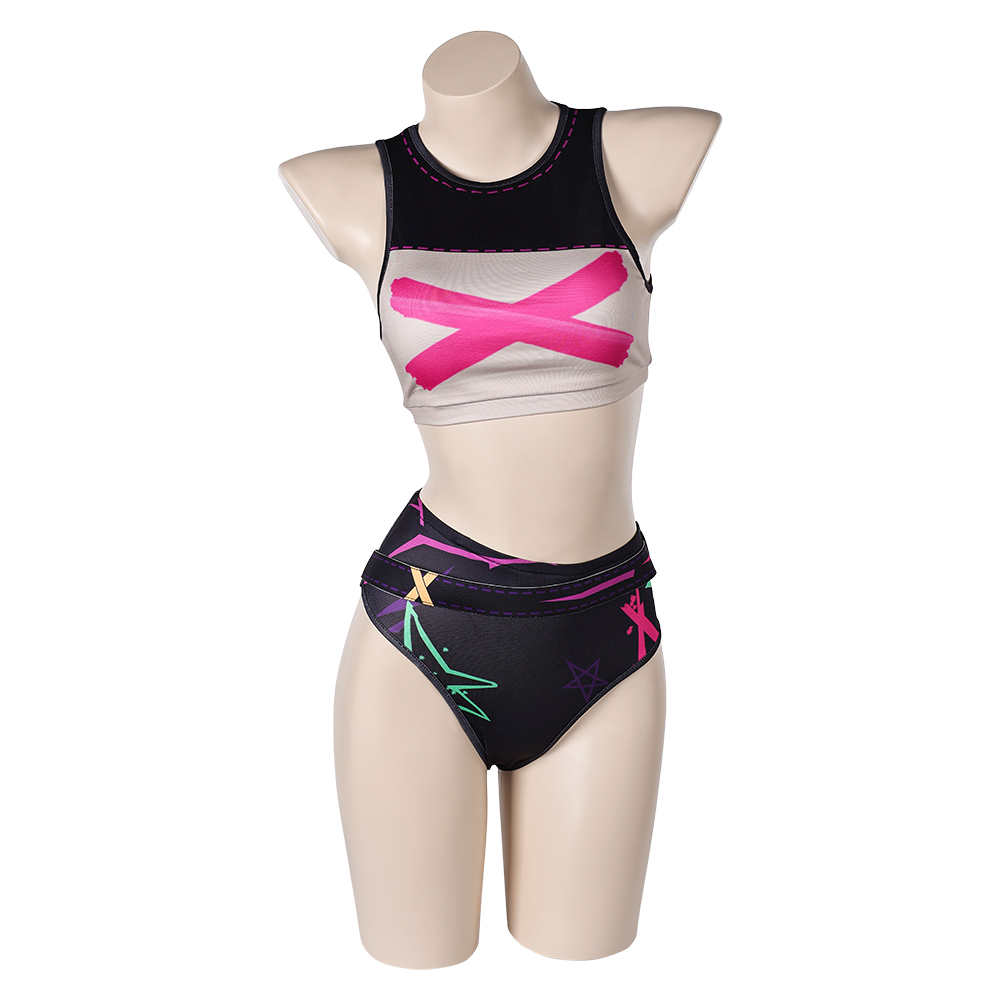 Arcane: League of Legends Season 2 Jinx 2Pcs Swimsuit Outfits Halloween Carnival Cosplay Costume