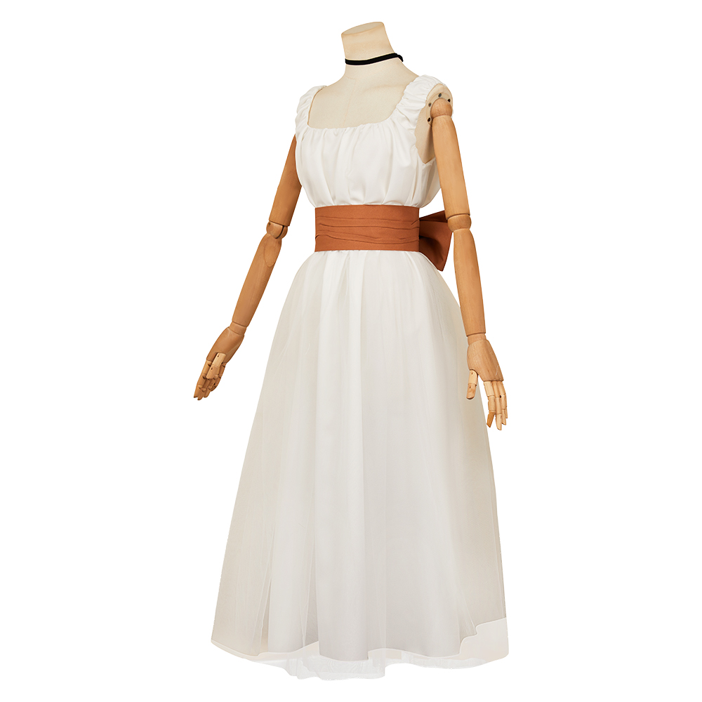 The Ugly Stepsister Elvira White Dress with Mask Outfits Halloween Carnival Cosplay Costume