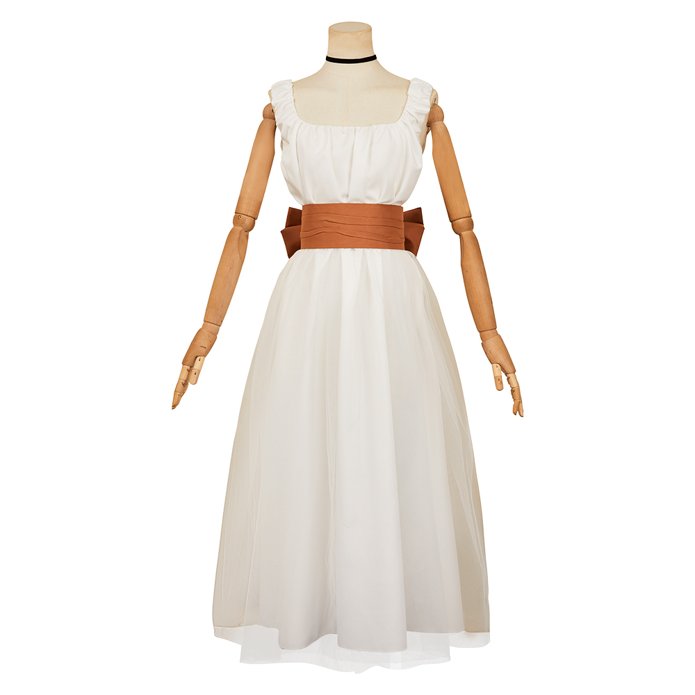 The Ugly Stepsister Elvira White Dress with Mask Outfits Halloween Carnival Cosplay Costume