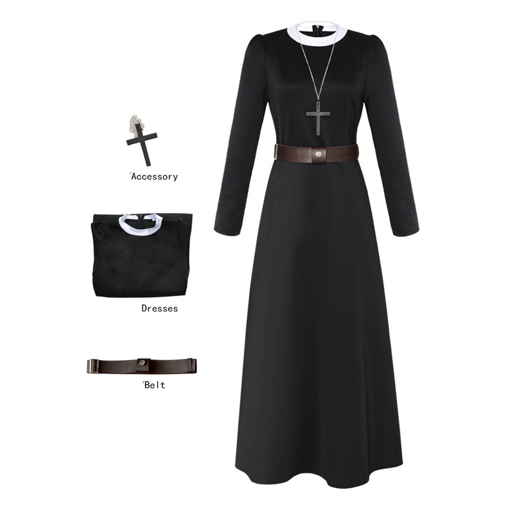 The Conjuring 2 Nun Black Dress Outfits Halloween Carnival Cosplay Costume