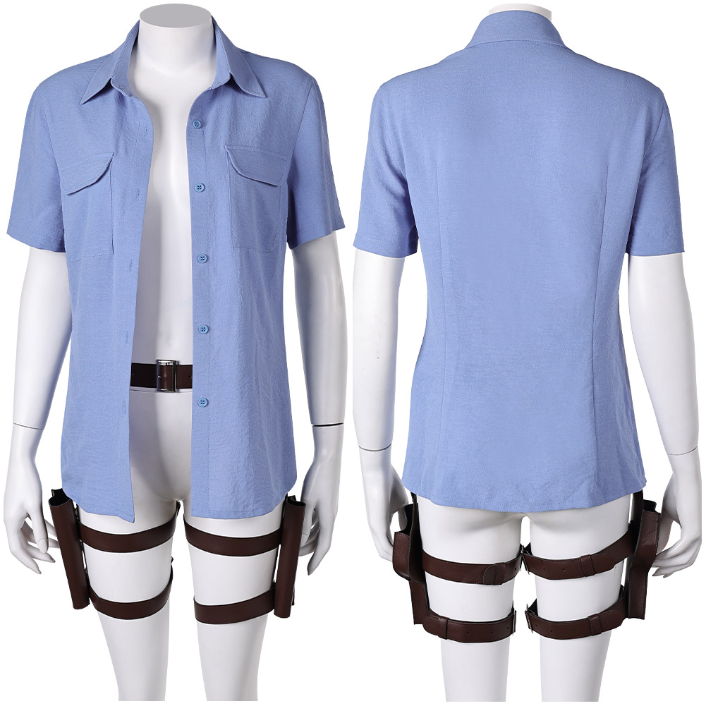The Last of Us Season 2 Ellie Blue Shirt Outfits Halloween Carnival Cosplay Costume